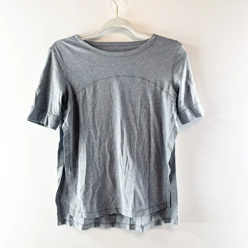 Lululemon Dash To Class Short Sleeve Tee Shirt Heathered Medium Gray Small